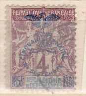 NOUVELLE CALEDONIE N° 69 4C BRUN LILAS BRUN S GRIS CINQUANTENAIRE DE LA PRÉSENCE FRANÇAISE 1 DENT COURTE OBL - Oblitérés