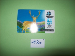 MERCURY CARDS - CERF - £1 Off  £5 Worth Of Calls For Only £4  -  £5   - Voir Photo (120) - [ 4] Mercury Communications & Paytelco