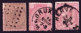 Belgique Léopold  Lot De 3 T.ob 1865-91 N°19-38-46 V.15 € - Andere & Zonder Classificatie