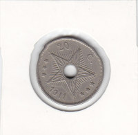 20 CENTIMES Cupro-nickel CONGO-BELGE 1911 - 1910-1934: Alberto I