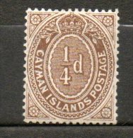 CAIMANES  1/4p Brun 1908 N°32 - Cayman (Isole)