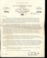 Faktuur Facture Brief E.G. Acheson Ltd - Colloidal Products London 1938 - United Kingdom