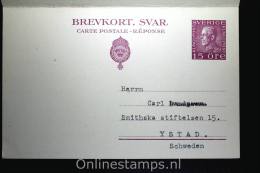 Sweden Postcard Mi Nr P 44 Med Betalt Svar Ystad To Leipzig Germany, 1931, Complete Set - Postwaardestukken