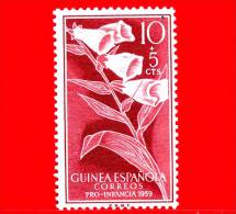 GUINEA SPAGNOLA -  Nuovo, Linguellato - 1959 - Fiori Flowers - Fleurs - Pro Infanzia - 10 + 5 - Guinée Espagnole