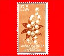 GUINEA SPAGNOLA -  Nuovo, Linguellato - 1959 - Fiori Flowers - Fleurs - Pro Infanzia - 15 + 5 - Guinée Espagnole