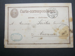 1875, PONTARLJER-NEUCHATEL ,   Bahnstempel , Stempel Auf Karte - Lettres & Documents