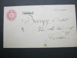 1874,  SAUBRAZ, Klarer Stempel Auf Brief - Covers & Documents