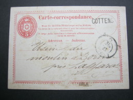 1872, COTTENS, Klarer Stempel Auf Karte - Cartas & Documentos