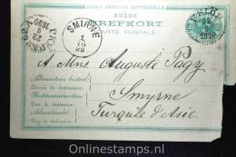 Sweden: Mi P 14,15 Ore,Eslöv To Smyrne, Levant Turkey, 1890, RRR € 1400 Cat Card Is Damaged. - Enteros Postales