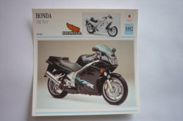 Transports - Sports Moto - Carte Fiche Technique Moto ( Honda Vfr 750 F - Sport -1992 ( Description Au Dos - Motorradsport