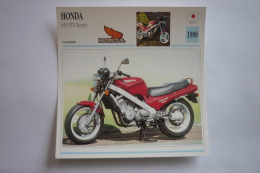 Transports - Sports Moto - Carte Fiche Technique Moto ( Honda 650 Ntv Revere - Tourisme -1988 ( Description Au Dos - Motociclismo
