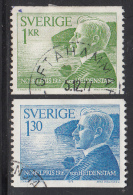 Sweden Used Scott #1185-#1186 Set Of 2 Verner Von Heidenstam, Lake Vattern - 1916 Nobel Prize Winner - Gebraucht