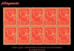 PIEZAS. CUBA MINT. 1947-01 EXPOSICIÓN NACIONAL DE GANADERÍA. BLOQUE DE DIEZ - Ungebraucht