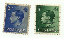 1936 - Gran Bretagna 205 + 208 Effigie - Oblitérés