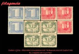 CUBA. BLOQUES DE CUATRO. 1953-07 PRIMER CONGRESO DE TRIBUNALES DE CUENTAS. - Unused Stamps