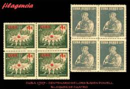 CUBA. BLOQUES DE CUATRO. 1957-02 CENTENARIO DE LORD BADEN POWELL. CREADOR DEL MOVIMIENTO SCOUT - Ungebraucht