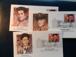 38/089  5 FDC   . USA  E. PRESLEY   5 PHOTOS DIFFERENT - Chanteurs