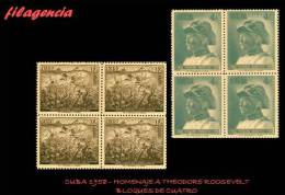 CUBA. BLOQUES DE CUATRO. 1958-10 CENTENARIO DEL PRESIDENTE DE LOS ESTADOS UNIDOS THEODORE ROOSEVELT - Unused Stamps