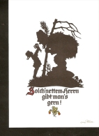 5k. Sihouetee - Scissor-type - Solch'nettem Herrn Gibt Man's Gern - Girl With Flowers - Klaus Pfleumer - Silhouetkaarten