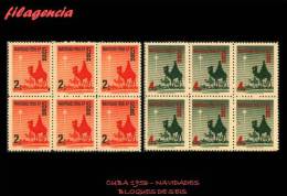 PIEZAS. CUBA MINT. 1956-16 NAVIDADES. BLOQUES DE SEIS - Neufs