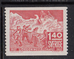 Sweden MH Scott #500 1.40k Ship In Distress, Lifeboat - 50th Ann Swedish Life Saving Society - Unused Stamps