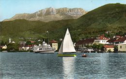 CPSM - LUGRIN (74) - Vapeur Rentrant Au Port , Le Lac Léman Et Les Mémises (altit.1677 Mètres) - Lugrin