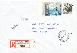 NORWAY - 1996 - R-LETTER 4602 VALHALLA / KRISTIANSAND 29.07.1996 - Cartas & Documentos