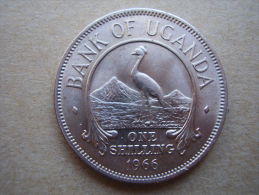 UGANDA 1966  FIRST POST-INDEPENDENCE COINAGE Issue Of ONE SHILLING Copper-nickel Used. - Ouganda