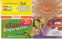 Pakistan-hello,claro Expresso,insta 1,ufone-(4 Card Prepiad-used+2 Card Prepiad Free - Pakistán