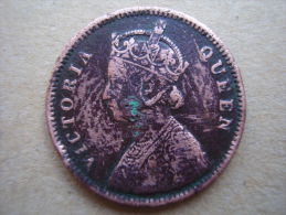 INDIA  REGAL COINAGE (BRITISH) 1862 QUARTER ANNA COPPER COIN USED. - India