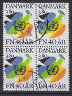 Denmark 1985 Mi. 847    3.80 Kr Vereinte Nationen UNO United Nations 4-Block - Blokken & Velletjes