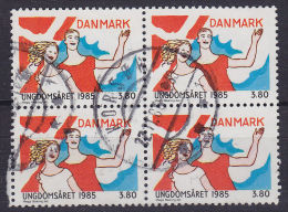 Denmark 1985 Mi. 834  3.80 Kr Internationale Jahr Der Jugend Youth Year 4-Block !! - Blokken & Velletjes