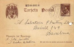 1044   Entero Postal San Quintin De Mediona 1942, Barcelona, Cervantes - 1931-....