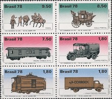 BRAZIL - BLOCK OF SIX HISTORIC MAIL TRANSPORTATIONS 1978 - MNH - Nuovi