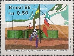 BRAZIL - COMMANDER FERRAZ ANTARCTIC STATION, 2nd ANNIVERSARY 1986 - MNH - Basi Scientifiche