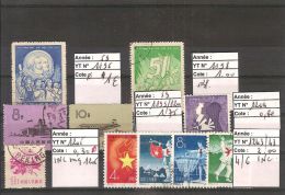 CHINE 1959 OBLITERES Lot De10 T. N°1196, 1198, 1199/1200, 1204, 1205 12431245 (4/6)  // Cote 2005 = 6,85 Euros - Used Stamps