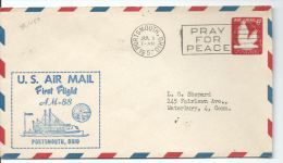 1957 6 Cent Stamped Envelope US Air Mail  AM -88 1st Flight  Portsmith Ohio  Front & Back Shown - 2c. 1941-1960 Covers