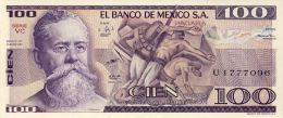 BILLET # MEXIQUE # 100 PESOS # PICK 732 # 1982 # V.CARRANZA # NEUF # - Mexico
