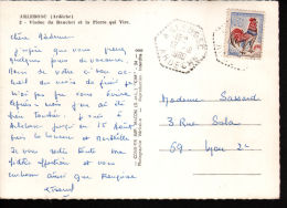 ARDECHE   - CARTE AVEC OBLITERATION HEXAGONALE DE ARLEBOSC - 1921-1960: Moderne