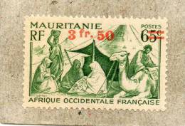 MAURITANIE : Camp Nomade : Tente, Chameau, Femmes, Hommes - Timbre De 1938-39 Surchargé Nouvelle Valeur - Ongebruikt