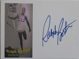 CARTE BRISTOL - Raplph BOSTON - Dédicace - Signé - Hand Signed - Autographe Authentique  - - Athlétisme