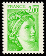 France Sabine De Gandon N° 1977  ** Le 2f00 Vert Jaune - 1977-1981 Sabine De Gandon