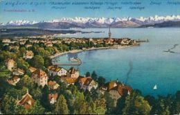 Litho Luftbild Friedrichshafen Hafen Allgäuer Alpen Gebirge Um 1900 - Friedrichshafen