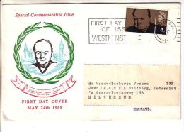 GOOD GB FDC To NETHERLANDS 1965 - Winston Churchill - 1952-71 Ediciones Pre-Decimales