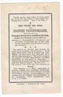HONDSCHOTE (frankrijk) - DIKSMUIDE , Doodsprentje V. Joannes VANDENBERGHE - NAPOLEONIST + 1874 - Documenti Storici