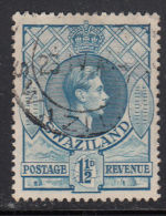 Swaziland Used Scott #29 1 1/2p George VI, Light Blue - Swasiland (...-1967)