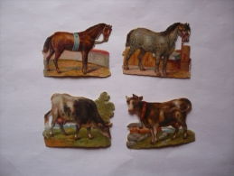 4 PETITS  DECOUPIS  -  Chevaux - Vaches - Animals