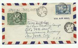 Timbre Exprès + Airmail Sur Lettre De Vancouver Pour New York 1940, Non Reclamée - Storia Postale