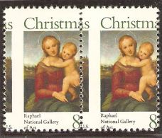 1973 Christmas ** Paire Piquage A Cheval  (1507) - Variedades, Errores & Curiosidades