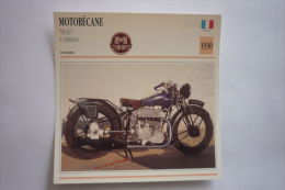 Transports - Sports Moto - Carte Fiche Technique Moto ( Motobecane 750 B7 4 Cylindres - Tourisme -1930 - Motorcycle Sport